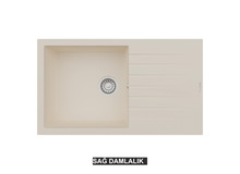 Sağ Damlalıklı 86x50 cm Krem Granit Mutfak Evyesi RealStone Laodikya 86 XL P014 Sağ Damlalıklı 86x50 cm Krem Granit Mutfak Evyesi RealStone Laodikya 86 XL P014