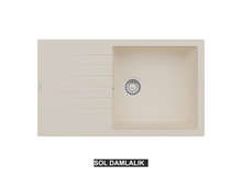 Sol Damlalıklı 86x50 cm Krem Granit Mutfak Evyesi RealStone Laodikya 86 XL P014 Sol Damlalıklı 86x50 cm Krem Granit Mutfak Evyesi RealStone Laodikya 86 XL P014