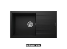 Sağ Damlalıklı 86x50 cm Siyah Granit Mutfak Evyesi RealStone Laodikya 86 XL P014 Sağ Damlalıklı 86x50 cm Siyah Granit Mutfak Evyesi RealStone Laodikya 86 XL P014