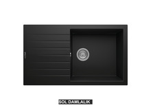 Sol Damlalıklı 86x50 cm Siyah Granit Mutfak Evyesi RealStone Laodikya 86 XL P014 Sol Damlalıklı 86x50 cm Siyah Granit Mutfak Evyesi RealStone Laodikya 86 XL P014