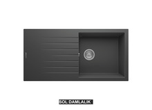 Sol Damlalıklı 100x50 cm Antrasit Granit Mutfak Evyesi RealStone Laodikya 100 XL P015 Sol Damlalıklı 100x50 cm Antrasit Granit Mutfak Evyesi RealStone Laodikya 100 XL P015