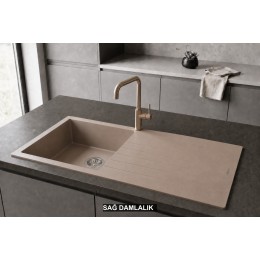 Sağ Damlalıklı 100x50 cm Cappuccino Granit Mutfak Evyesi RealStone Laodikya 100 XL P015
