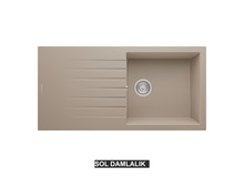 Sol Damlalıklı 100x50 cm Cappuccino Granit Mutfak Evyesi RealStone Laodikya 100 XL P015 Sol Damlalıklı 100x50 cm Cappuccino Granit Mutfak Evyesi RealStone Laodikya 100 XL P015