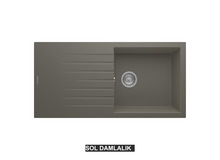 Sol Damlalıklı 100x50 cm Gri Granit Mutfak Evyesi RealStone Laodikya 100 XL P015 Sol Damlalıklı 100x50 cm Gri Granit Mutfak Evyesi RealStone Laodikya 100 XL P015