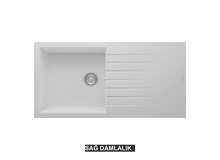 Sağ Damlalıklı 100x50 cm Beyaz Granit Mutfak Evyesi RealStone Laodikya 100 XL P015 Sağ Damlalıklı 100x50 cm Beyaz Granit Mutfak Evyesi RealStone Laodikya 100 XL P015