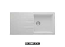 Sol Damlalıklı 100x50 cm Beyaz Granit Mutfak Evyesi RealStone Laodikya 100 XL P015 Sol Damlalıklı 100x50 cm Beyaz Granit Mutfak Evyesi RealStone Laodikya 100 XL P015