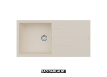 Sağ Damlalıklı 100x50 cm Krem Granit Mutfak Evyesi RealStone Laodikya 100 XL P015 Sağ Damlalıklı 100x50 cm Krem Granit Mutfak Evyesi RealStone Laodikya 100 XL P015