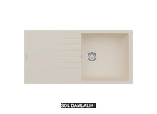 Sol Damlalıklı 100x50 cm Krem Granit Mutfak Evyesi RealStone Laodikya 100 XL P015 Sol Damlalıklı 100x50 cm Krem Granit Mutfak Evyesi RealStone Laodikya 100 XL P015