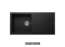 Sağ Damlalıklı 100x50 cm Siyah Granit Mutfak Evyesi RealStone Laodikya 100 XL P015 Sağ Damlalıklı 100x50 cm Siyah Granit Mutfak Evyesi RealStone Laodikya 100 XL P015