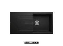 Sol Damlalıklı 100x50 cm Siyah Granit Mutfak Evyesi RealStone Laodikya 100 XL P015 Sol Damlalıklı 100x50 cm Siyah Granit Mutfak Evyesi RealStone Laodikya 100 XL P015