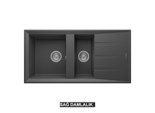 Sağ Damlalıklı 100x50 cm Antrasit Granit Mutfak Evyesi RealStone Salda 100 P013 Sağ Damlalıklı 100x50 cm Antrasit Granit Mutfak Evyesi RealStone Salda 100 P013