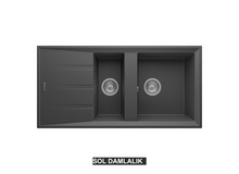 Sol Damlalıklı 100x50 cm Antrasit Granit Mutfak Evyesi RealStone Salda 100 P013 Sol Damlalıklı 100x50 cm Antrasit Granit Mutfak Evyesi RealStone Salda 100 P013
