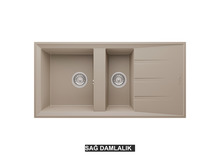 Sağ Damlalıklı 100x50 cm Cappuccino Granit Mutfak Evyesi RealStone Salda 100 P013 Sağ Damlalıklı 100x50 cm Cappuccino Granit Mutfak Evyesi RealStone Salda 100 P013