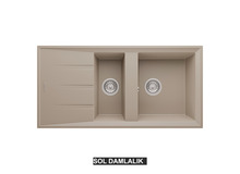 Sol Damlalıklı 100x50 cm Cappuccino Granit Mutfak Evyesi RealStone Salda 100 P013 Sol Damlalıklı 100x50 cm Cappuccino Granit Mutfak Evyesi RealStone Salda 100 P013