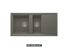 Sağ Damlalıklı 100x50 cm Gri Granit Mutfak Evyesi RealStone Salda 100 P013 Sağ Damlalıklı 100x50 cm Gri Granit Mutfak Evyesi RealStone Salda 100 P013