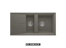 Sol Damlalıklı 100x50 cm Gri Granit Mutfak Evyesi RealStone Salda 100 P013 Sol Damlalıklı 100x50 cm Gri Granit Mutfak Evyesi RealStone Salda 100 P013