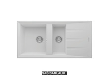 Sağ Damlalıklı 100x50 cm Beyaz Granit Mutfak Evyesi RealStone Salda 100 P013 Sağ Damlalıklı 100x50 cm Beyaz Granit Mutfak Evyesi RealStone Salda 100 P013