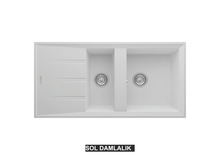 Sol Damlalıklı 100x50 cm Beyaz Granit Mutfak Evyesi RealStone Salda 100 P013 Sol Damlalıklı 100x50 cm Beyaz Granit Mutfak Evyesi RealStone Salda 100 P013