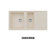 Sağ Damlalıklı 100x50 cm Krem Granit Mutfak Evyesi RealStone Salda 100 P013 Sağ Damlalıklı 100x50 cm Krem Granit Mutfak Evyesi RealStone Salda 100 P013