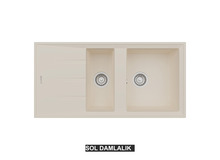 Sol Damlalıklı 100x50 cm Krem Granit Mutfak Evyesi RealStone Salda 100 P013 Sol Damlalıklı 100x50 cm Krem Granit Mutfak Evyesi RealStone Salda 100 P013