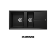 Sağ Damlalıklı 100x50 cm Siyah Granit Mutfak Evyesi RealStone Salda 100 P013 Sağ Damlalıklı 100x50 cm Siyah Granit Mutfak Evyesi RealStone Salda 100 P013