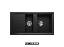 Sol Damlalıklı 100x50 cm Siyah Granit Mutfak Evyesi RealStone Salda 100 P013 Sol Damlalıklı 100x50 cm Siyah Granit Mutfak Evyesi RealStone Salda 100 P013
