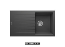 Sol Damlalıklı 86x50 cm Antrasit Granit Mutfak Evyesi RealStone Troya 86 P004 Sol Damlalıklı 86x50 cm Antrasit Granit Mutfak Evyesi RealStone Troya 86 P004