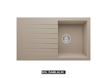 Sol Damlalıklı 86x50 cm Cappuccino Granit Mutfak Evyesi RealStone Troya 86 P004 Sol Damlalıklı 86x50 cm Cappuccino Granit Mutfak Evyesi RealStone Troya 86 P004