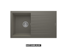 Sağ Damlalıklı 86x50 cm Gri Granit Mutfak Evyesi RealStone Troya 86 P004 Sağ Damlalıklı 86x50 cm Gri Granit Mutfak Evyesi RealStone Troya 86 P004