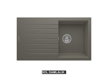 Sol Damlalıklı 86x50 cm Gri Granit Mutfak Evyesi RealStone Troya 86 P004 Sol Damlalıklı 86x50 cm Gri Granit Mutfak Evyesi RealStone Troya 86 P004