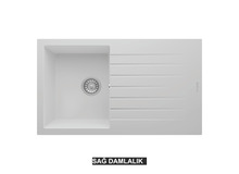Sağ Damlalıklı 86x50 cm Beyaz Granit Mutfak Evyesi RealStone Troya 86 P004 Sağ Damlalıklı 86x50 cm Beyaz Granit Mutfak Evyesi RealStone Troya 86 P004