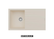 Sağ Damlalıklı 86x50 cm Krem Granit Mutfak Evyesi RealStone Troya 86 P004 Sağ Damlalıklı 86x50 cm Krem Granit Mutfak Evyesi RealStone Troya 86 P004