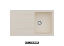 Sol Damlalıklı 86x50 cm Krem Granit Mutfak Evyesi RealStone Troya 86 P004 Sol Damlalıklı 86x50 cm Krem Granit Mutfak Evyesi RealStone Troya 86 P004