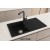 Sağ Damlalıklı 86x50 cm Siyah Granit Mutfak Evyesi RealStone Troya 86 P004
