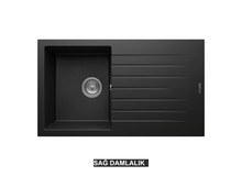 Sağ Damlalıklı 86x50 cm Siyah Granit Mutfak Evyesi RealStone Troya 86 P004 Sağ Damlalıklı 86x50 cm Siyah Granit Mutfak Evyesi RealStone Troya 86 P004