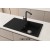 Sol Damlalıklı 86x50 cm Siyah Granit Mutfak Evyesi RealStone Troya 86 P004