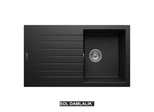 Sol Damlalıklı 86x50 cm Siyah Granit Mutfak Evyesi RealStone Troya 86 P004 Sol Damlalıklı 86x50 cm Siyah Granit Mutfak Evyesi RealStone Troya 86 P004
