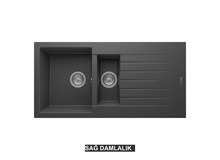 Sağ Damlalıklı 100x50 cm Antrasit Granit Mutfak Evyesi RealStone Troya 100 P005 Sağ Damlalıklı 100x50 cm Antrasit Granit Mutfak Evyesi RealStone Troya 100 P005