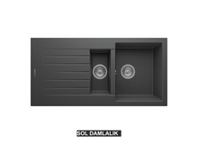 Sol Damlalıklı 100x50 cm Antrasit Granit Mutfak Evyesi RealStone Troya 100 P005 Sol Damlalıklı 100x50 cm Antrasit Granit Mutfak Evyesi RealStone Troya 100 P005