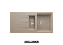Sol Damlalıklı 100x50 cm Cappuccino Granit Mutfak Evyesi RealStone Troya 100 P005 Sol Damlalıklı 100x50 cm Cappuccino Granit Mutfak Evyesi RealStone Troya 100 P005