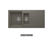 Sağ Damlalıklı 100x50 cm Gri Granit Mutfak Evyesi RealStone Troya 100 P005 Sağ Damlalıklı 100x50 cm Gri Granit Mutfak Evyesi RealStone Troya 100 P005