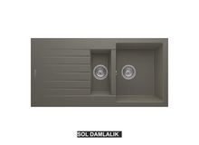 Sol Damlalıklı 100x50 cm Gri Granit Mutfak Evyesi RealStone Troya 100 P005 Sol Damlalıklı 100x50 cm Gri Granit Mutfak Evyesi RealStone Troya 100 P005