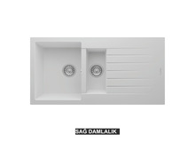 Sağ Damlalıklı 100x50 cm Beyaz Granit Mutfak Evyesi RealStone Troya 100 P005 Sağ Damlalıklı 100x50 cm Beyaz Granit Mutfak Evyesi RealStone Troya 100 P005