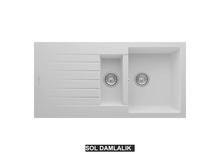 Sol Damlalıklı 100x50 cm Beyaz Granit Mutfak Evyesi RealStone Troya 100 P005 Sol Damlalıklı 100x50 cm Beyaz Granit Mutfak Evyesi RealStone Troya 100 P005