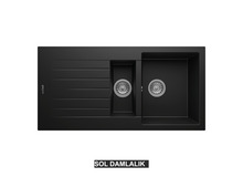 Sol Damlalıklı 100x50 cm Siyah Granit Mutfak Evyesi RealStone Troya 100 P005 Sol Damlalıklı 100x50 cm Siyah Granit Mutfak Evyesi RealStone Troya 100 P005