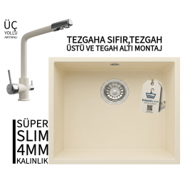 RealStone Steep 50 Krem Granit Evye & Abant Krem Uyumlu Batarya Seti