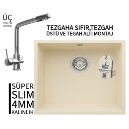 RealStone Steep 50 Krem Granit Evye & Abant Krom Batarya Seti