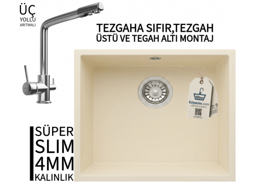 RealStone Steep 50 Krem Granit Evye & Abant Krom Batarya Seti