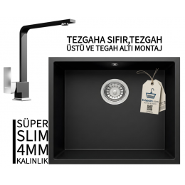 RealStone Steep 50 Siyah Granit Evye & Göksu Siyah Uyumlu Batarya Seti