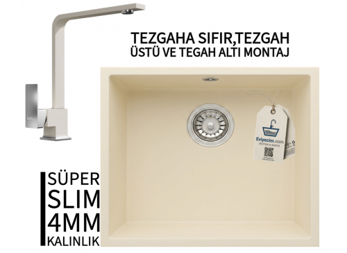 RealStone Steep 50 Krem Granit Evye & Göksu Krem Uyumlu Batarya Seti